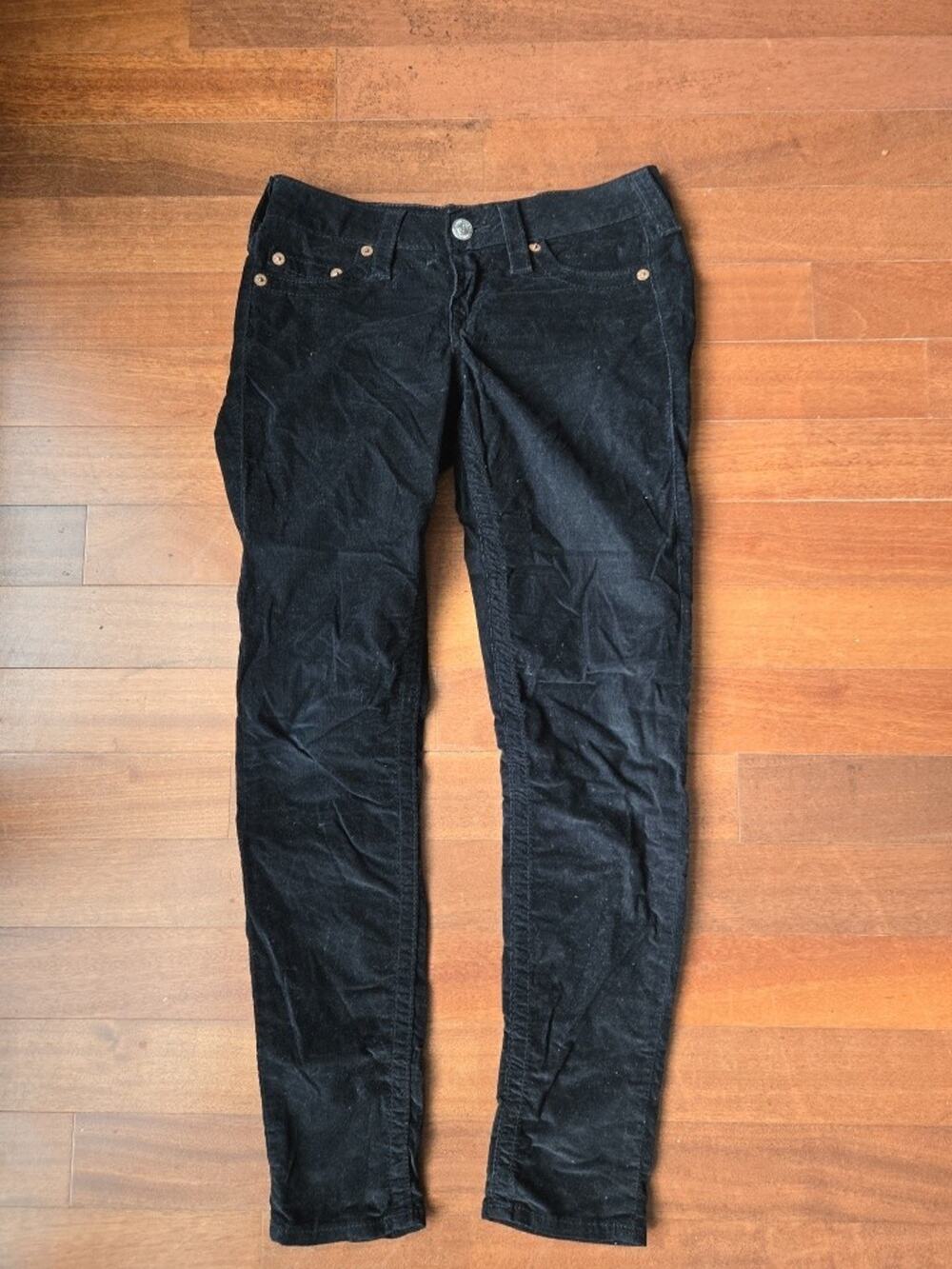 True Religion Black Casey Corduroy Pants Sz 27